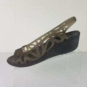 Crocs Women's Sz 9  Adrina III Wedge Sandals Gray Jelly Cut Out Open Toe Shoes